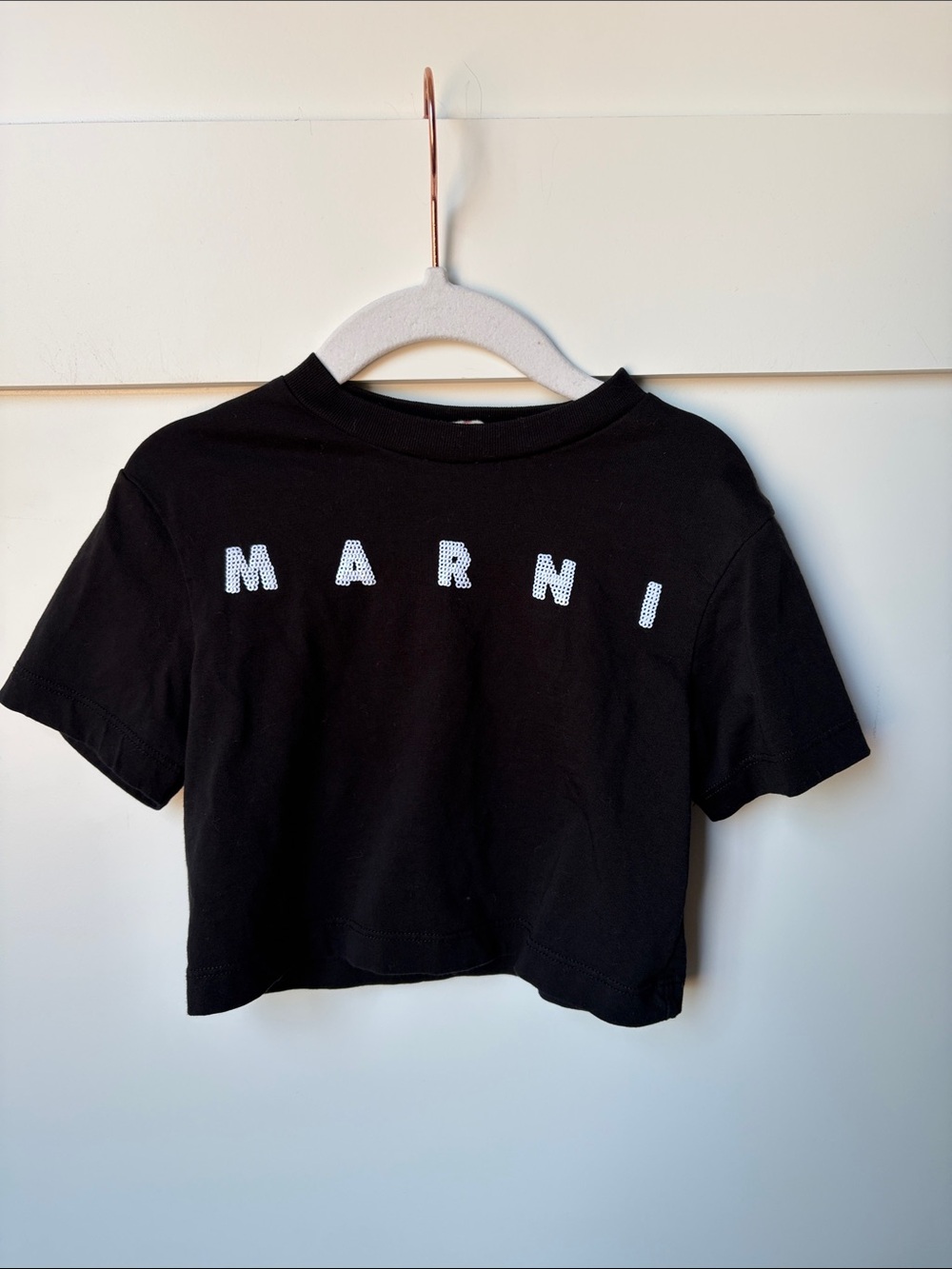 Marni Black Kids Cropped Short-Sleeve Logo Tee